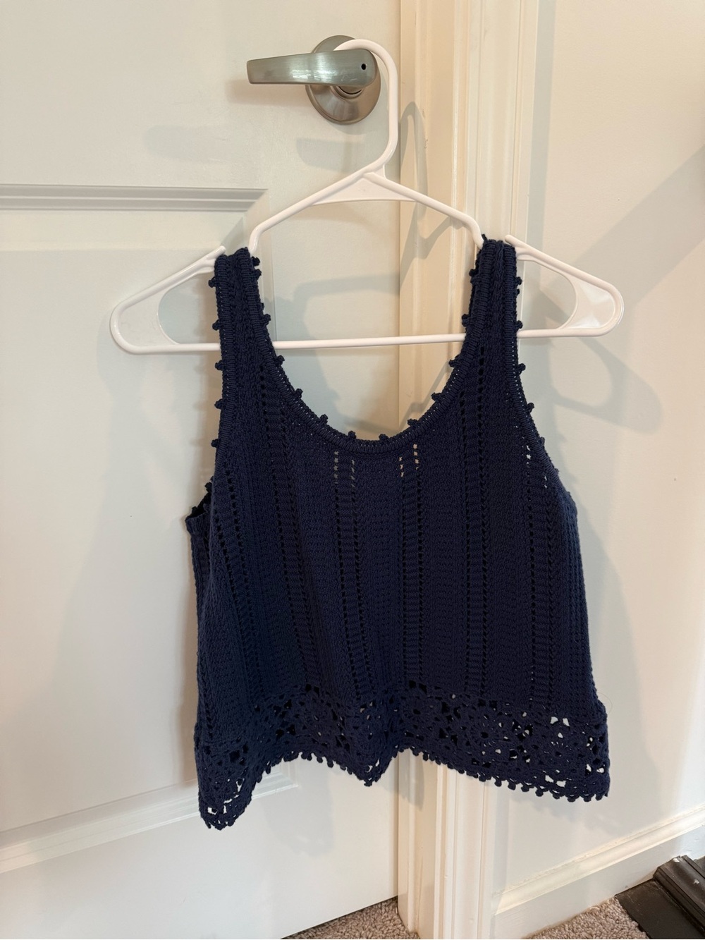 Women's Navy Crochet Tank Top - Universal Thread
